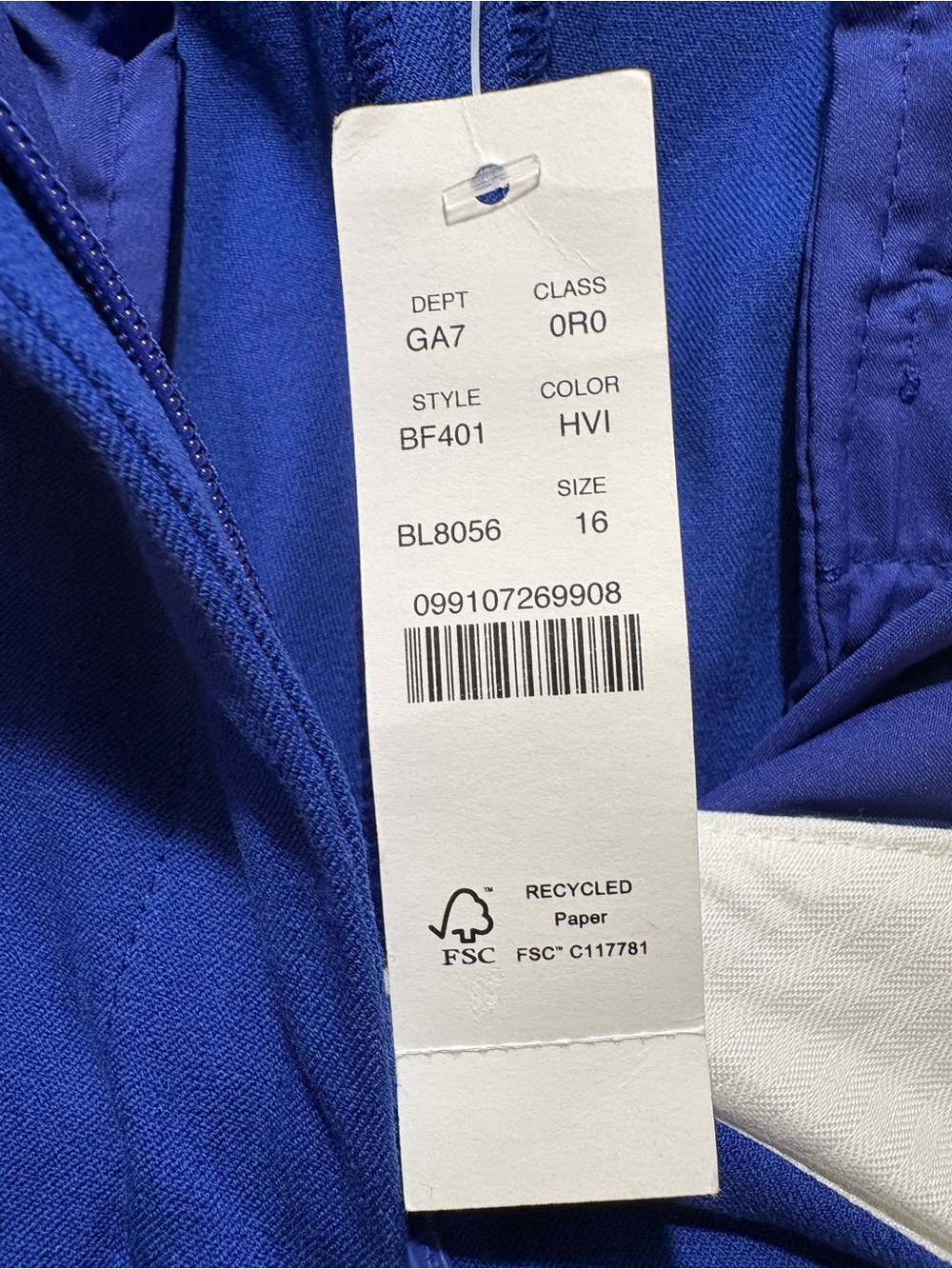 J. Crew Women’s Size 16 BRAND NEW Bright Cobalt Blue Straight-Leg Pants - Picture 5 of 7